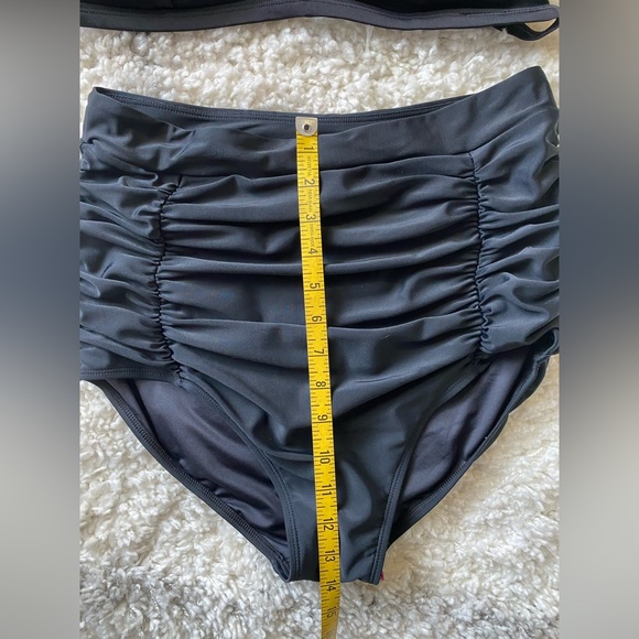 Pinup style ruched black bikini retro vintage style tummy control swimwear NWT - Picture 5 of 6